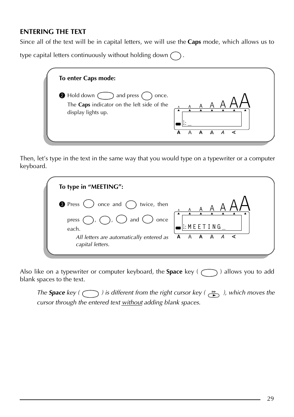 Entering the text | Brother PT-2410 User Manual | Page 33 / 202