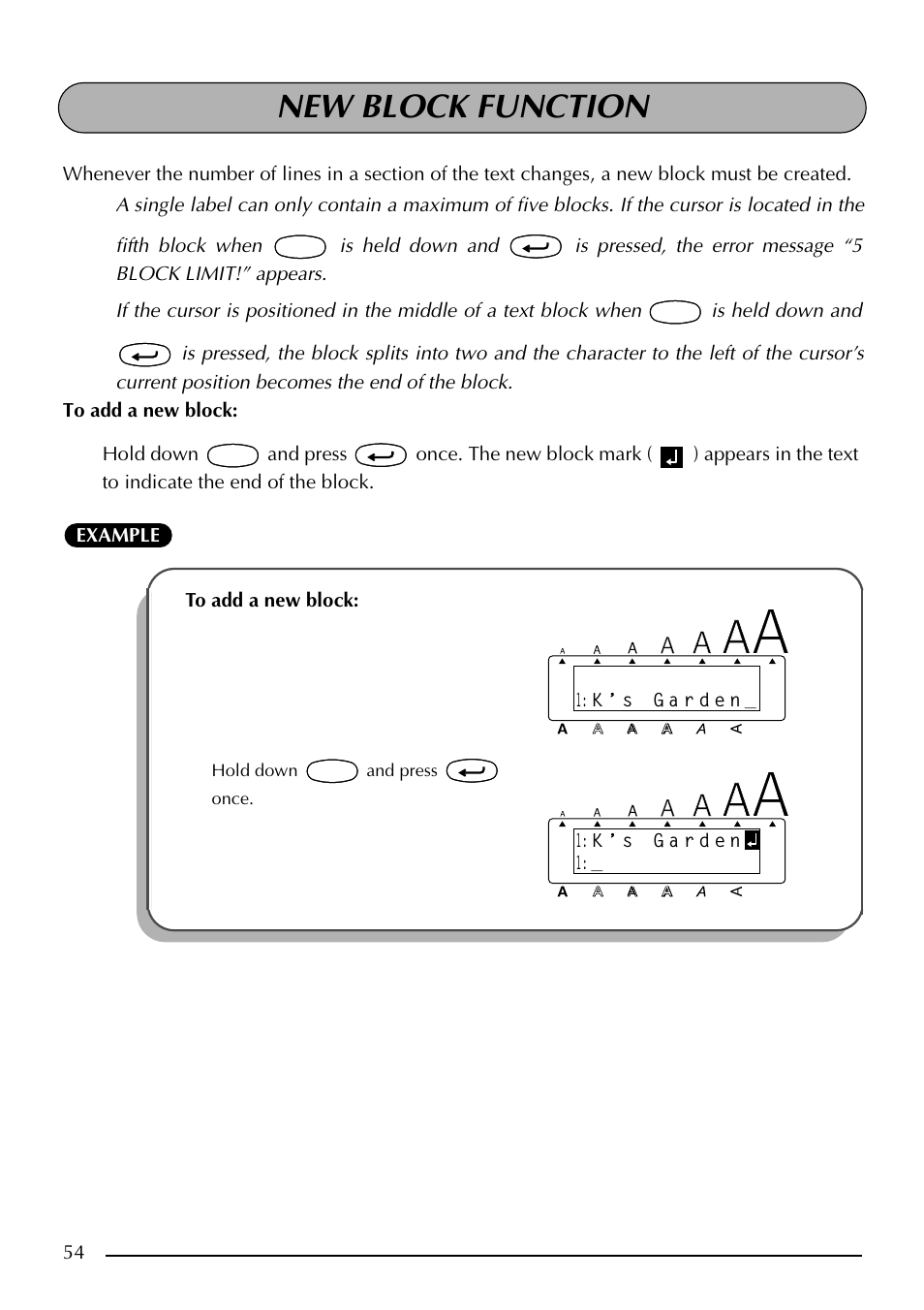 New block function | Brother PT-2410 User Manual | Page 58 / 202