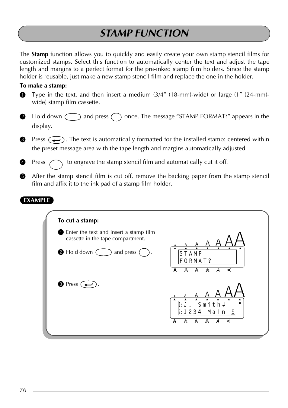 Stamp function | Brother PT-2410 User Manual | Page 80 / 202