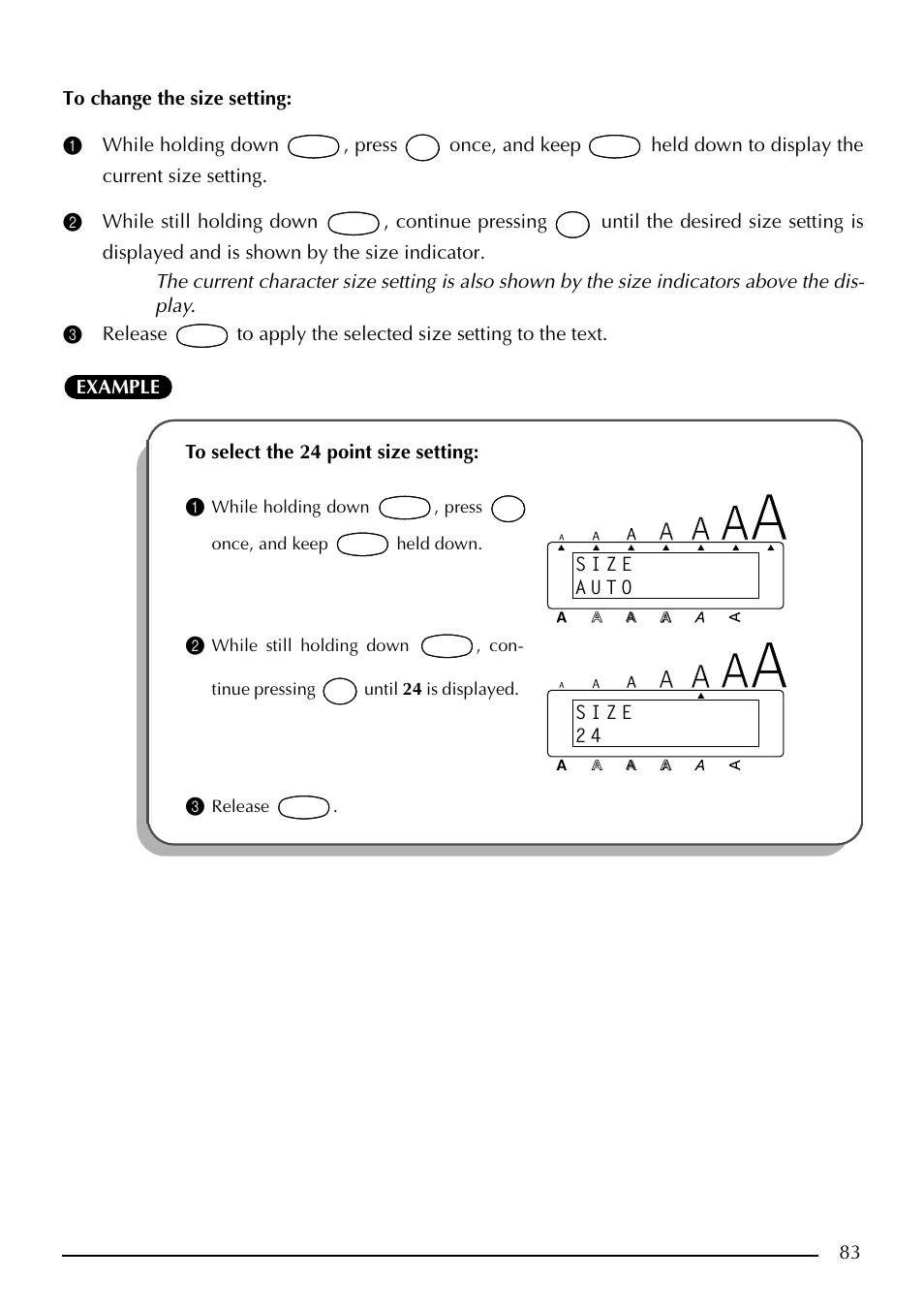 2 4 s i z e, Release | Brother PT-2410 User Manual | Page 87 / 202