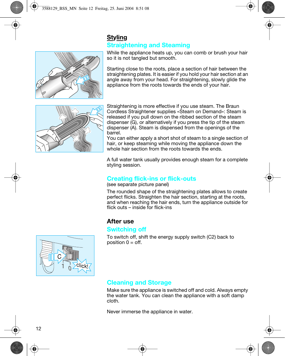 Braun BSS Cordless Straightener User Manual | Page 10 / 51