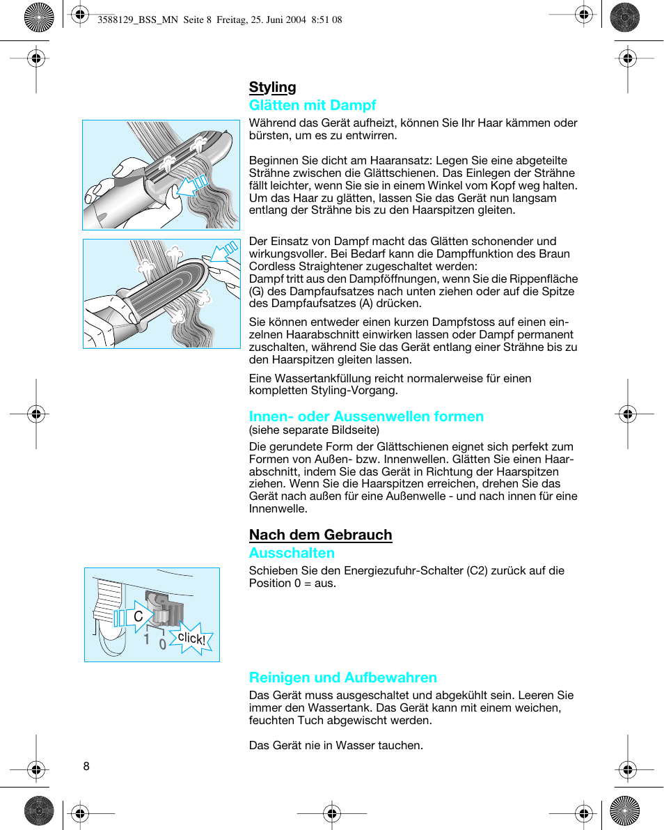 Braun BSS Cordless Straightener User Manual | Page 6 / 51