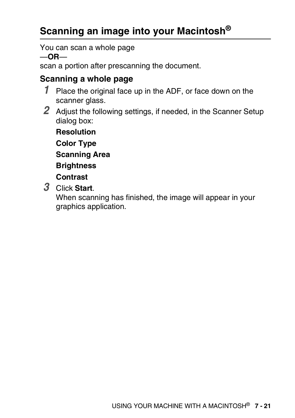 Scanning an image into your macintosh | Brother DCP-8040 User Manual | Page 135 / 178