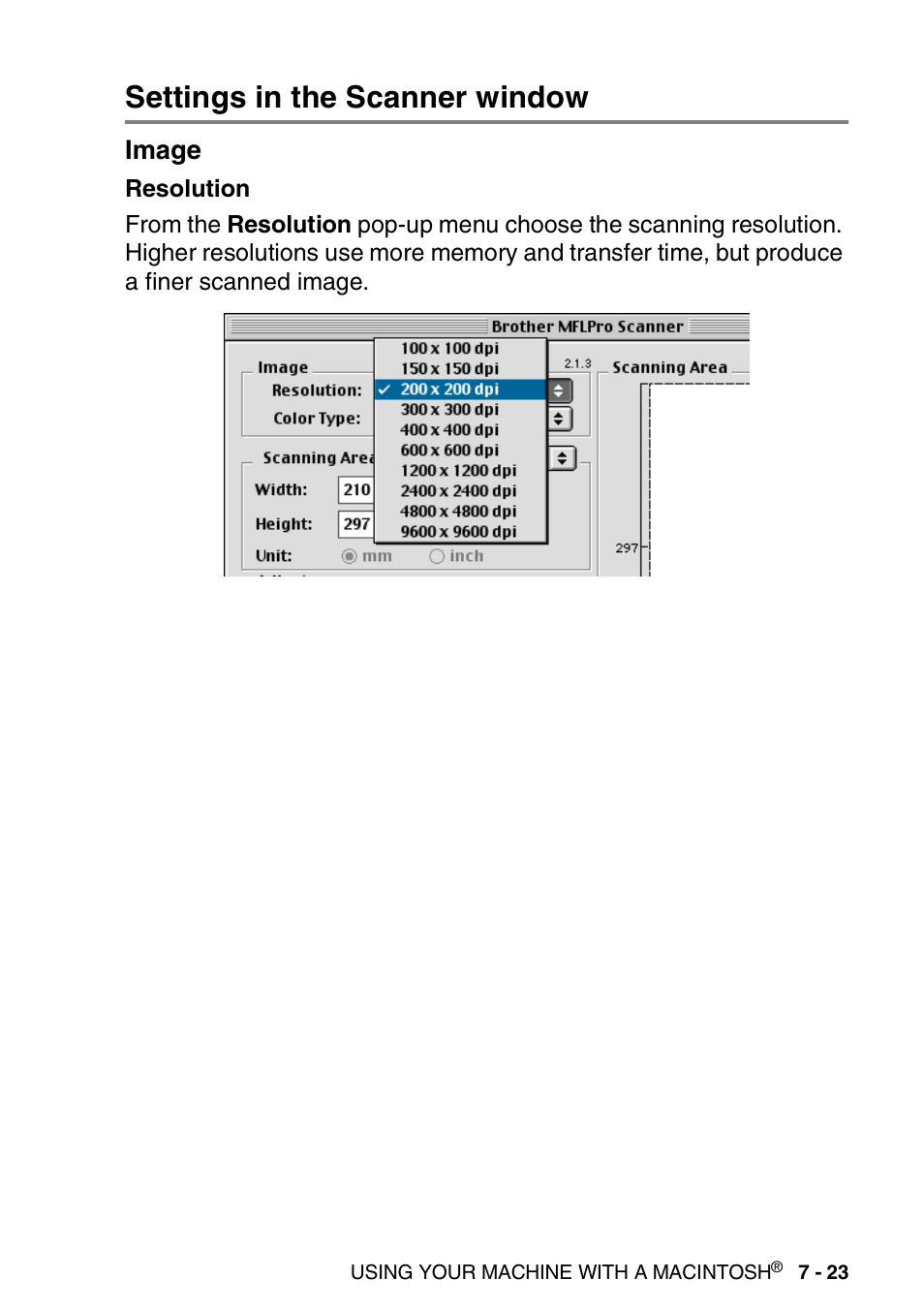 Settings in the scanner window, Image, Settings in the scanner window -23 | Image -23 | Brother DCP-8040 User Manual | Page 137 / 178