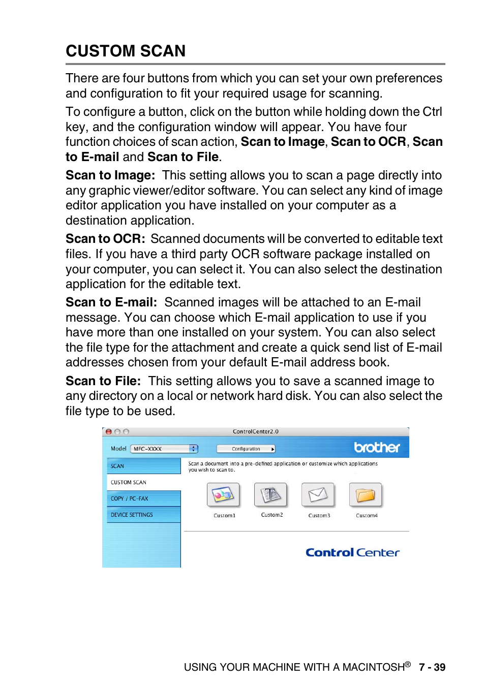 Custom scan, Custom scan -39 | Brother DCP-8040 User Manual | Page 153 / 178