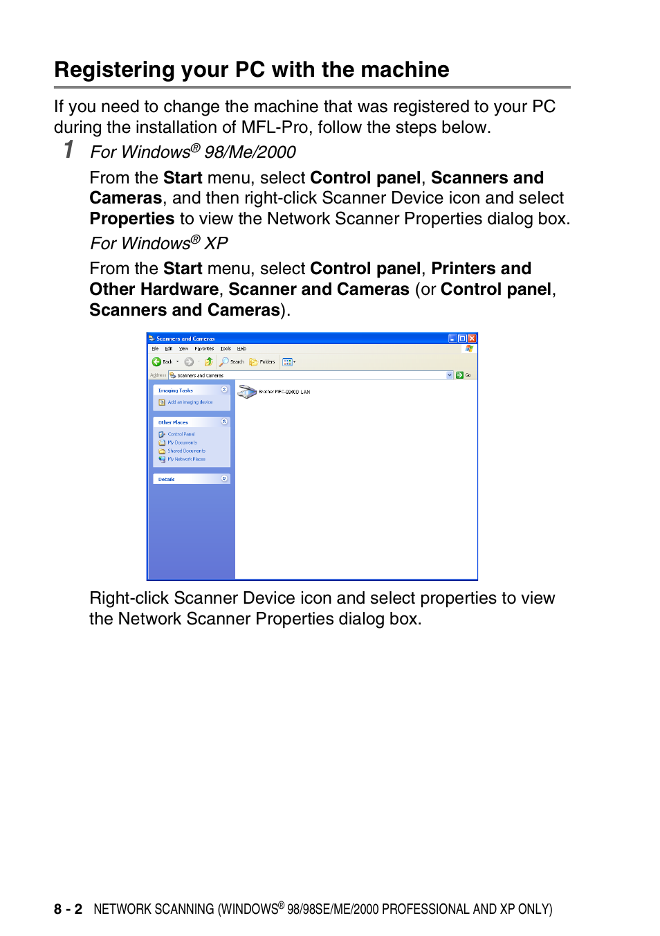 Registering your pc with the machine, Registering your pc with the machine -2 | Brother DCP-8040 User Manual | Page 164 / 178