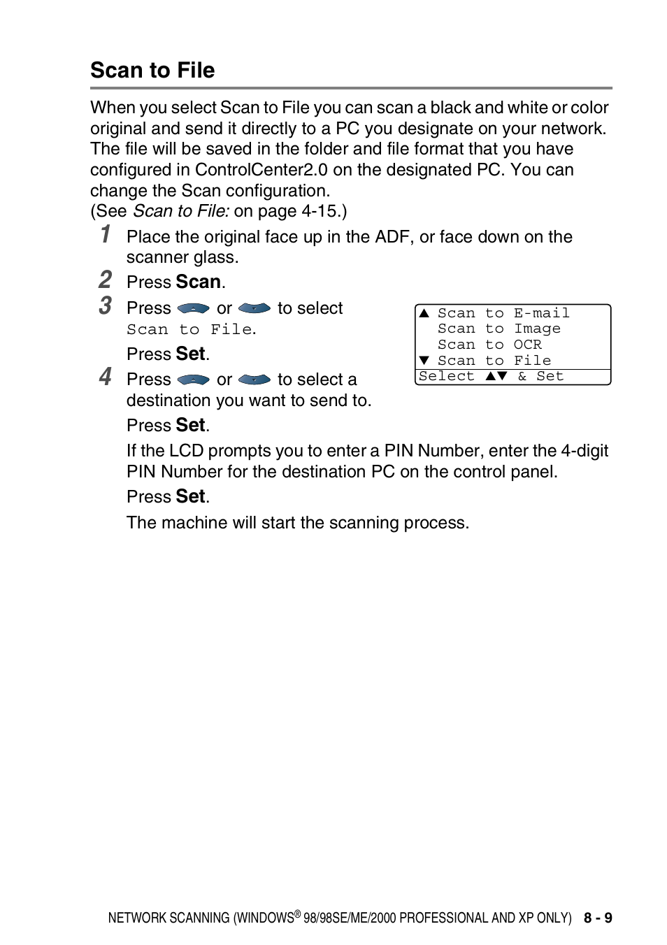 Scan to file, Scan to file -9 | Brother DCP-8040 User Manual | Page 171 / 178