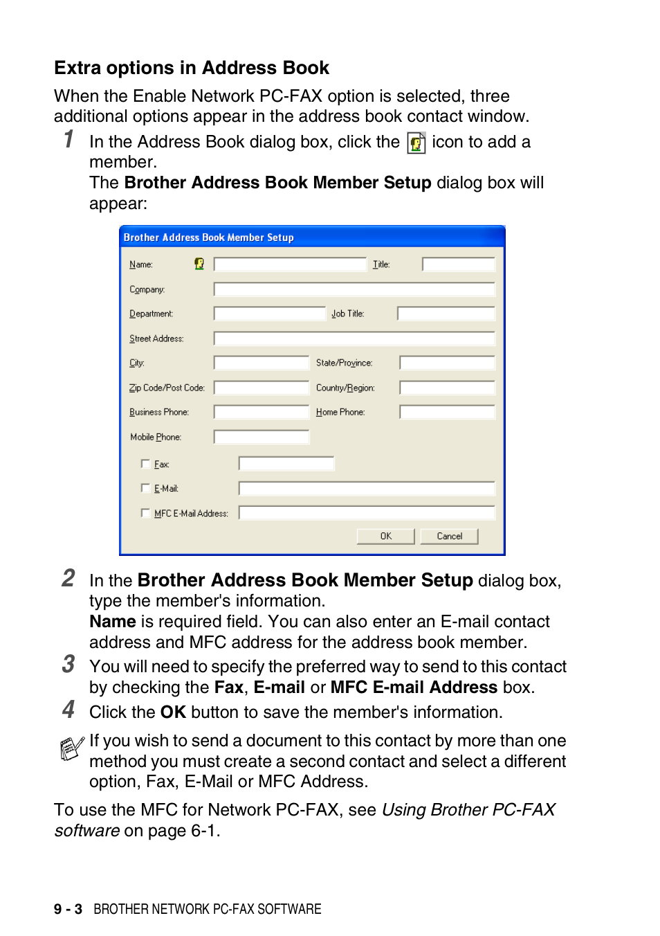 Extra options in address book, Extra options in address book -3 | Brother DCP-8040 User Manual | Page 174 / 178