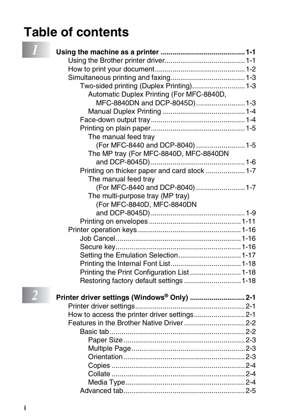 Brother DCP-8040 User Manual | Page 2 / 178