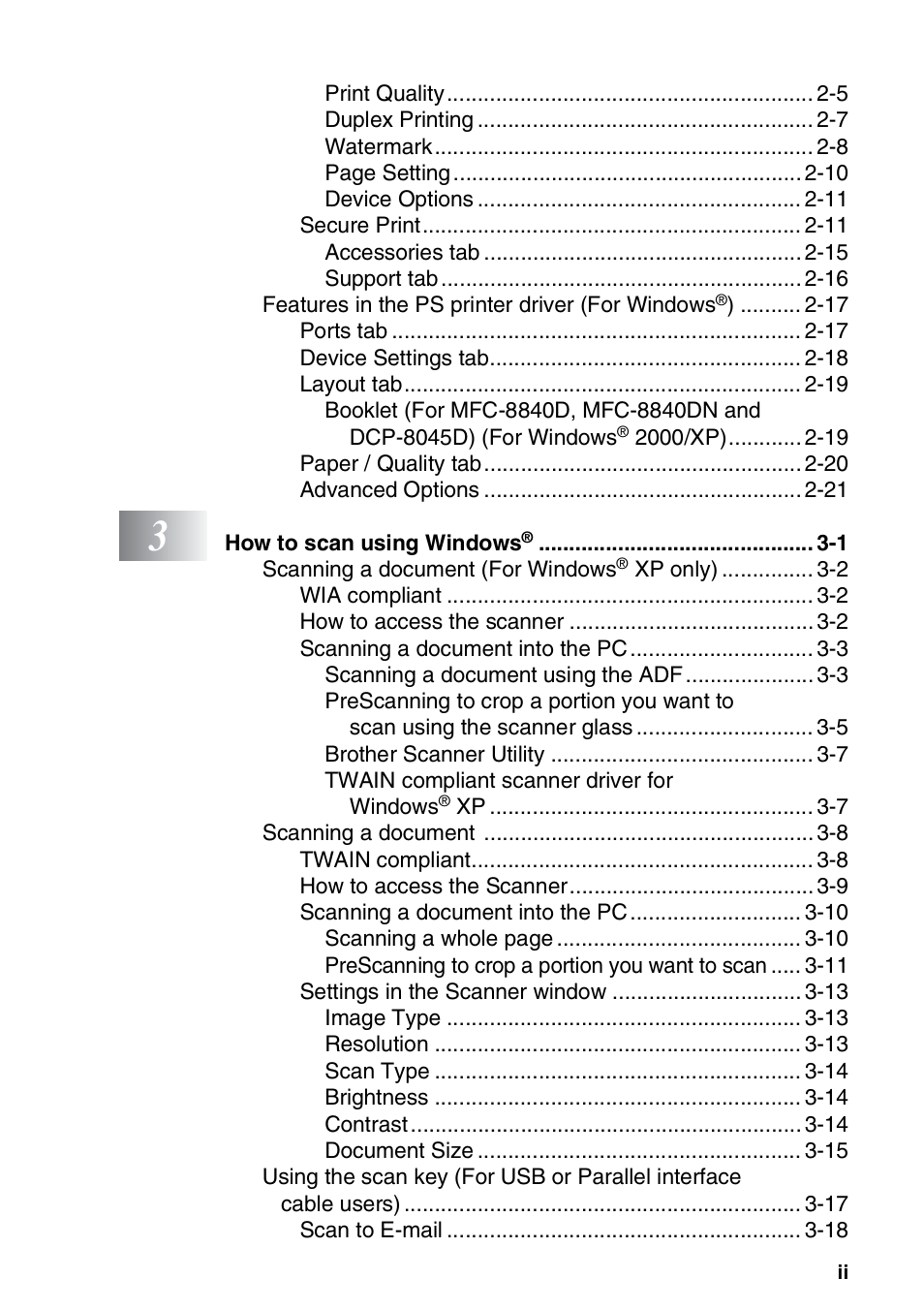 Brother DCP-8040 User Manual | Page 3 / 178