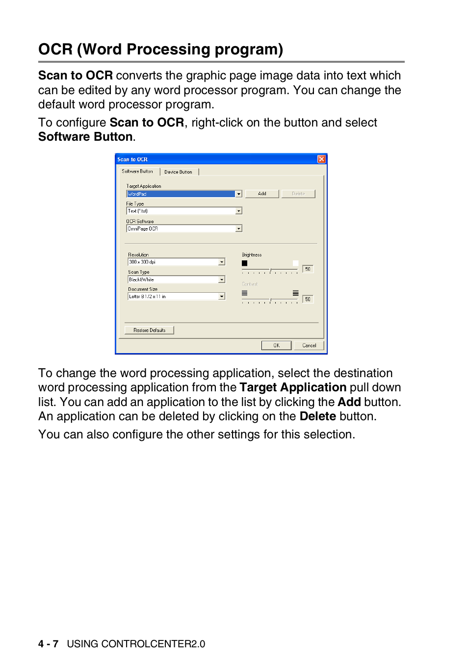 Ocr (word processing program), Ocr (word processing program) -7 | Brother DCP-8040 User Manual | Page 78 / 178