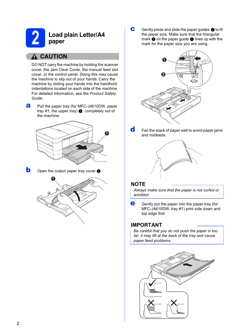 2 load plain letter/a4 paper | Brother MFC-J4310DW User Manual | Page 2 / 46
