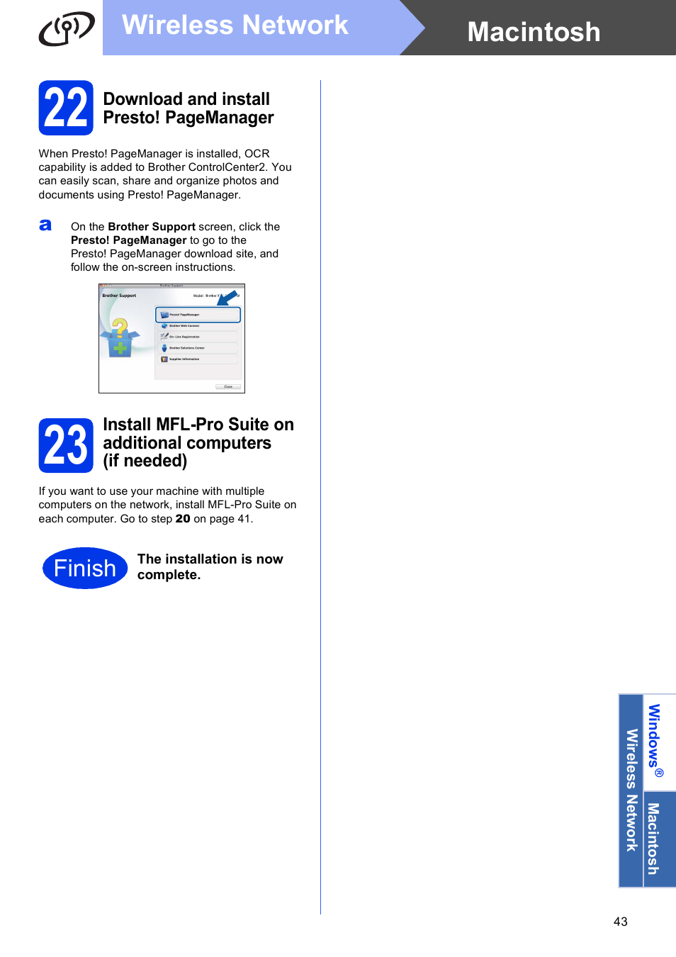 Macintosh wireless network, Finish | Brother MFC-J4310DW User Manual | Page 43 / 46