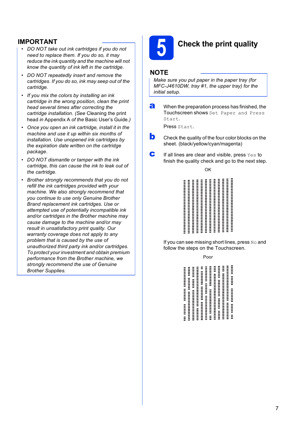 5 check the print quality, Check the print quality | Brother MFC-J4310DW User Manual | Page 7 / 46