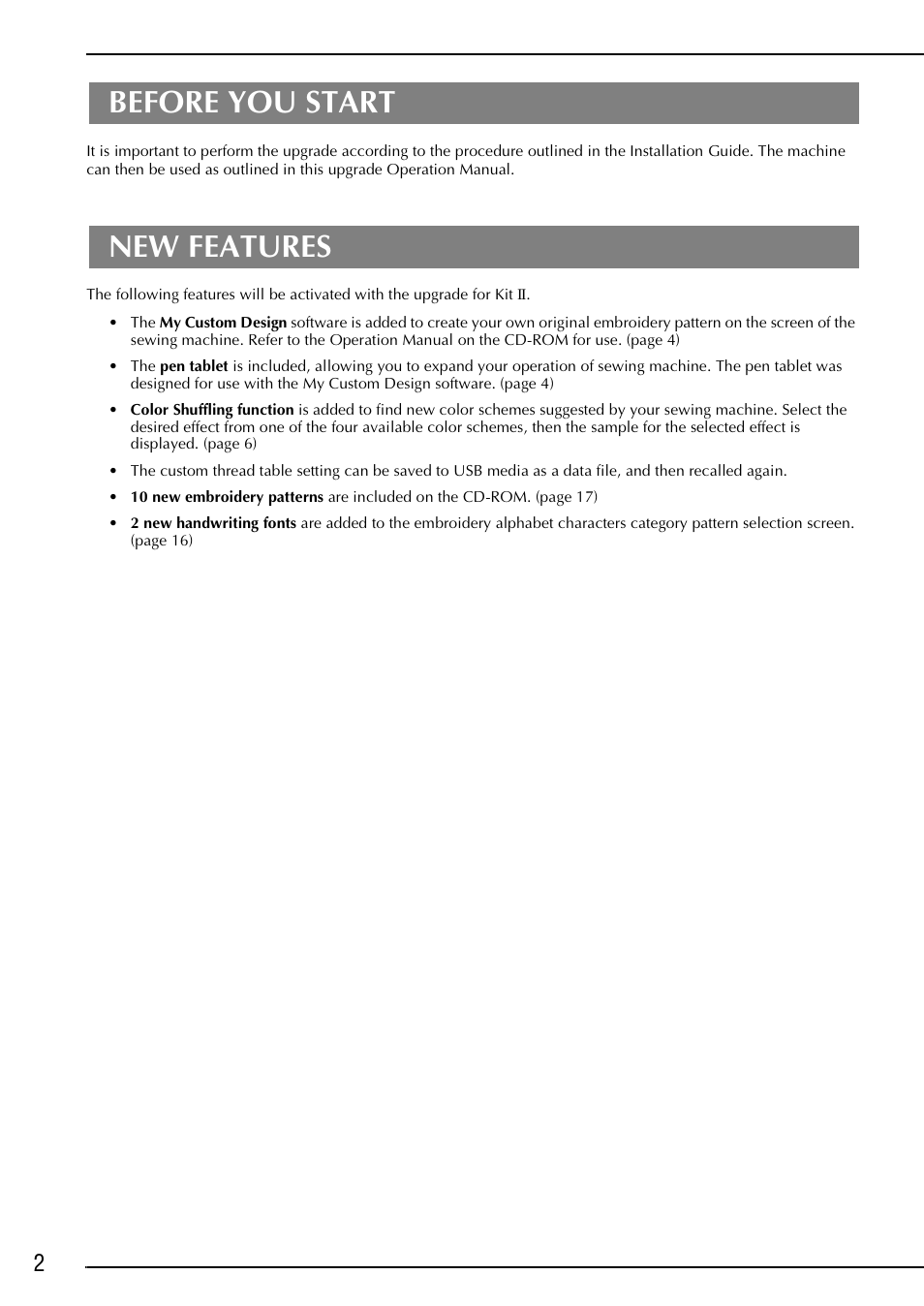Before you start, New features, Before you start new features | Brother Innov-is 6000D User Manual | Page 3 / 21