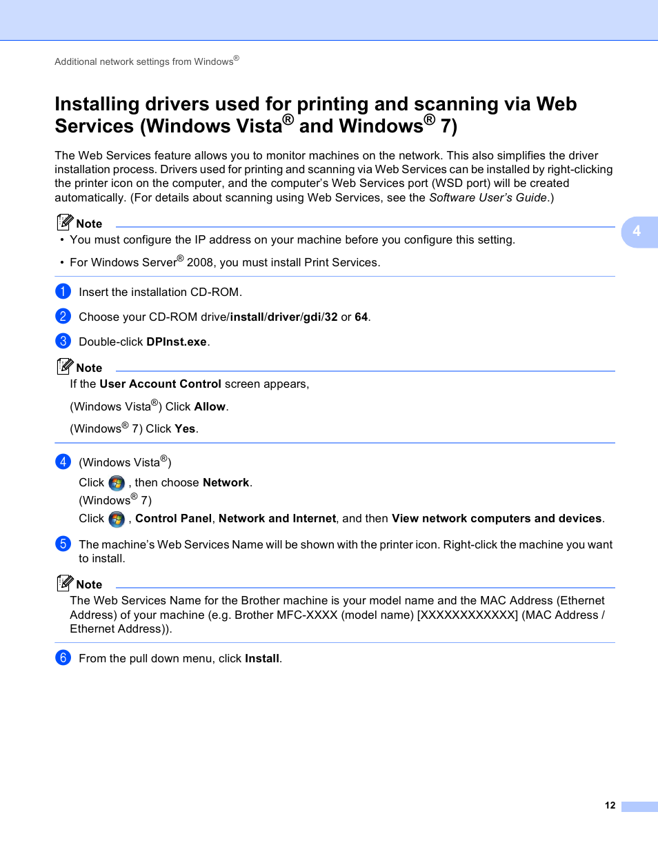 Windows vista, And windows | Brother DCP-J140W User Manual | Page 15 / 21