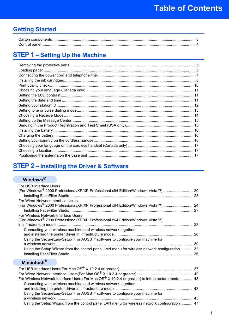 Brother MFC-885CW User Manual | Page 3 / 60