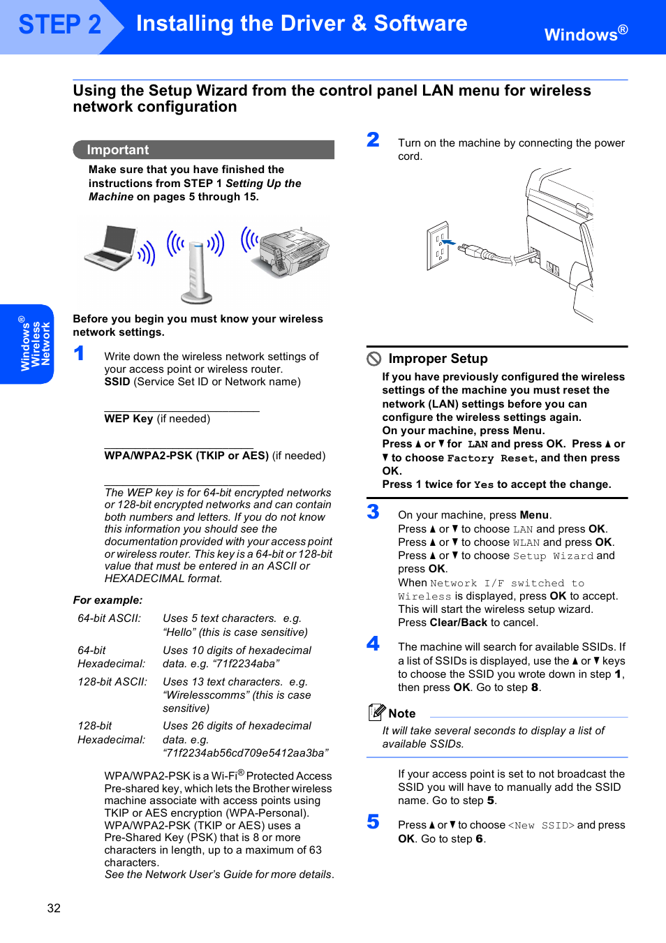Step 2, Installing the driver & software, Windows | Brother MFC-885CW User Manual | Page 34 / 60