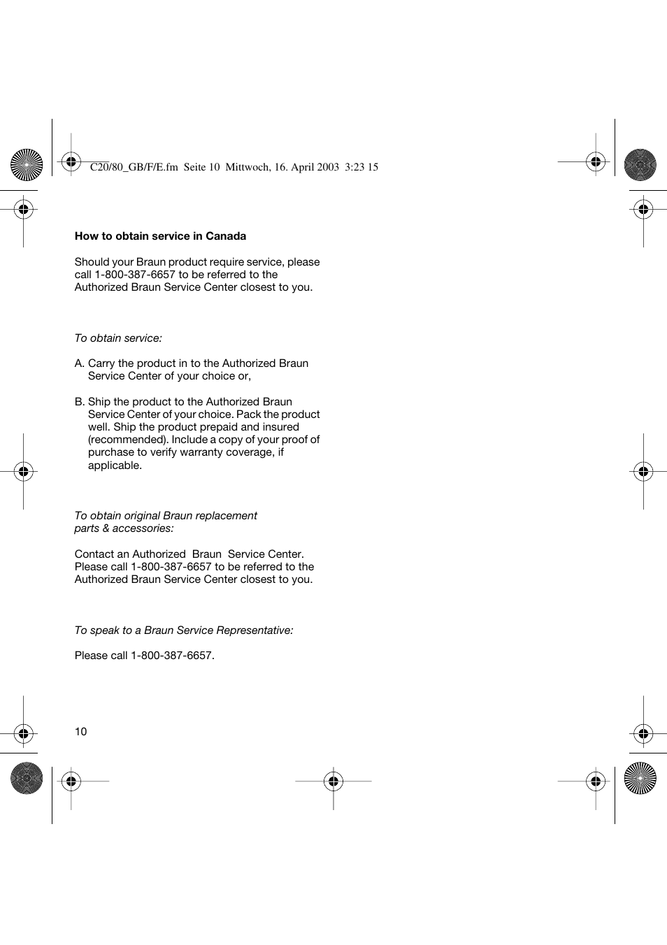 Braun C20 Independent Steam User Manual | Page 10 / 17