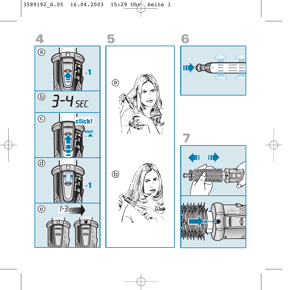 Click, Ab c d e | Braun C20 Independent Steam User Manual | Page 5 / 17