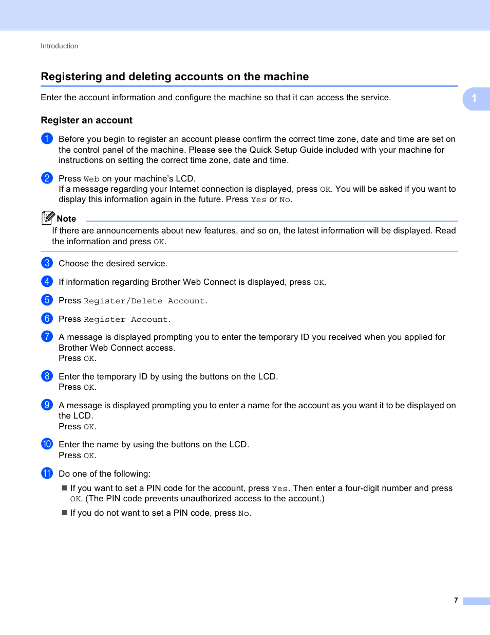 Registering and deleting accounts on the machine, Register an account, 1registering and deleting accounts on the machine | Brother MFC-8950DWT User Manual | Page 10 / 22