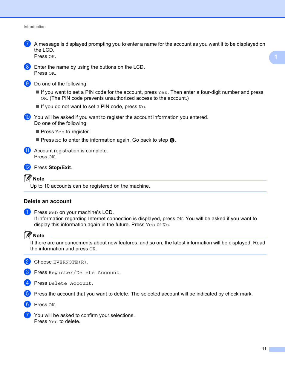 Delete an account | Brother MFC-8950DWT User Manual | Page 14 / 22