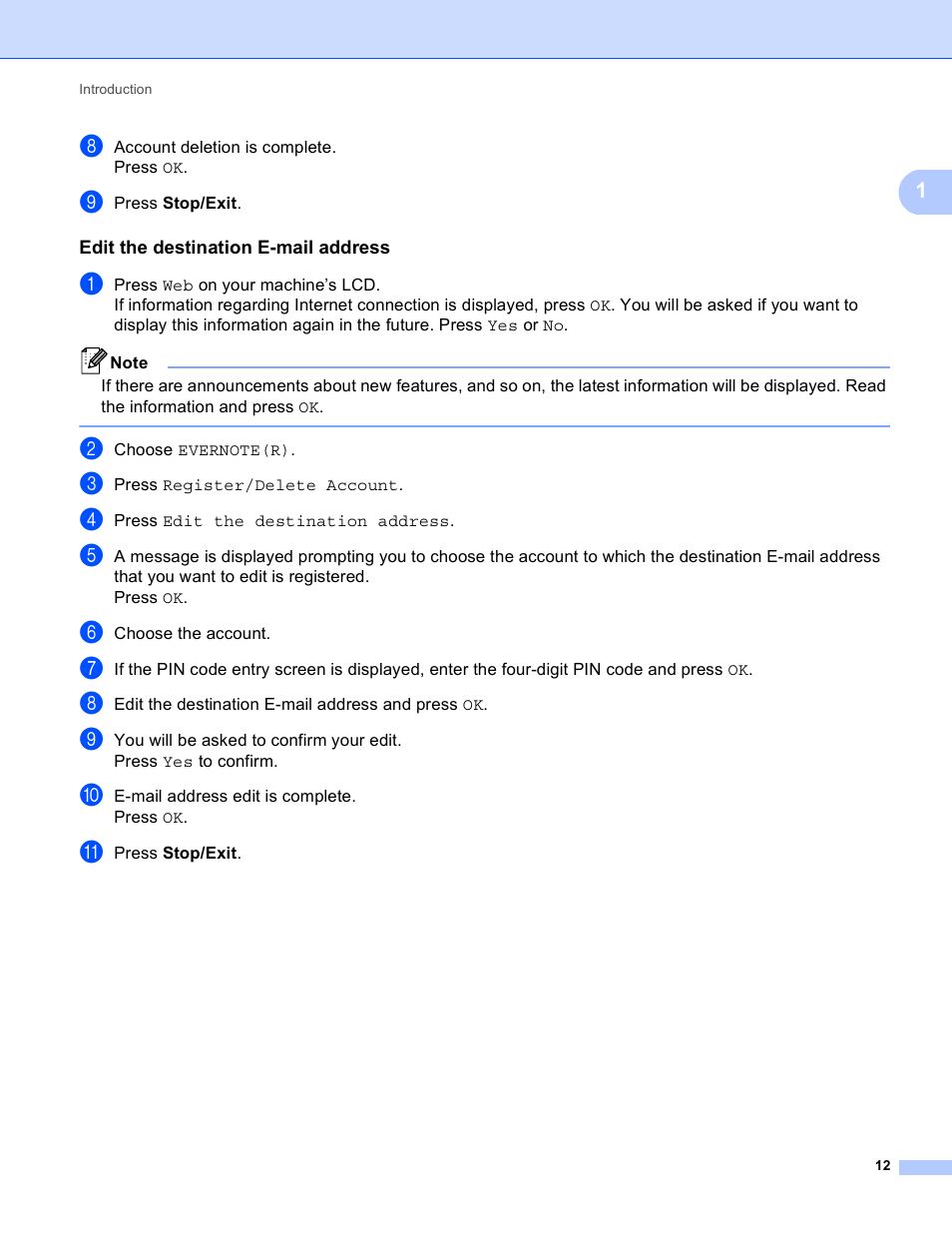 Edit the destination e-mail address | Brother MFC-8950DWT User Manual | Page 15 / 22