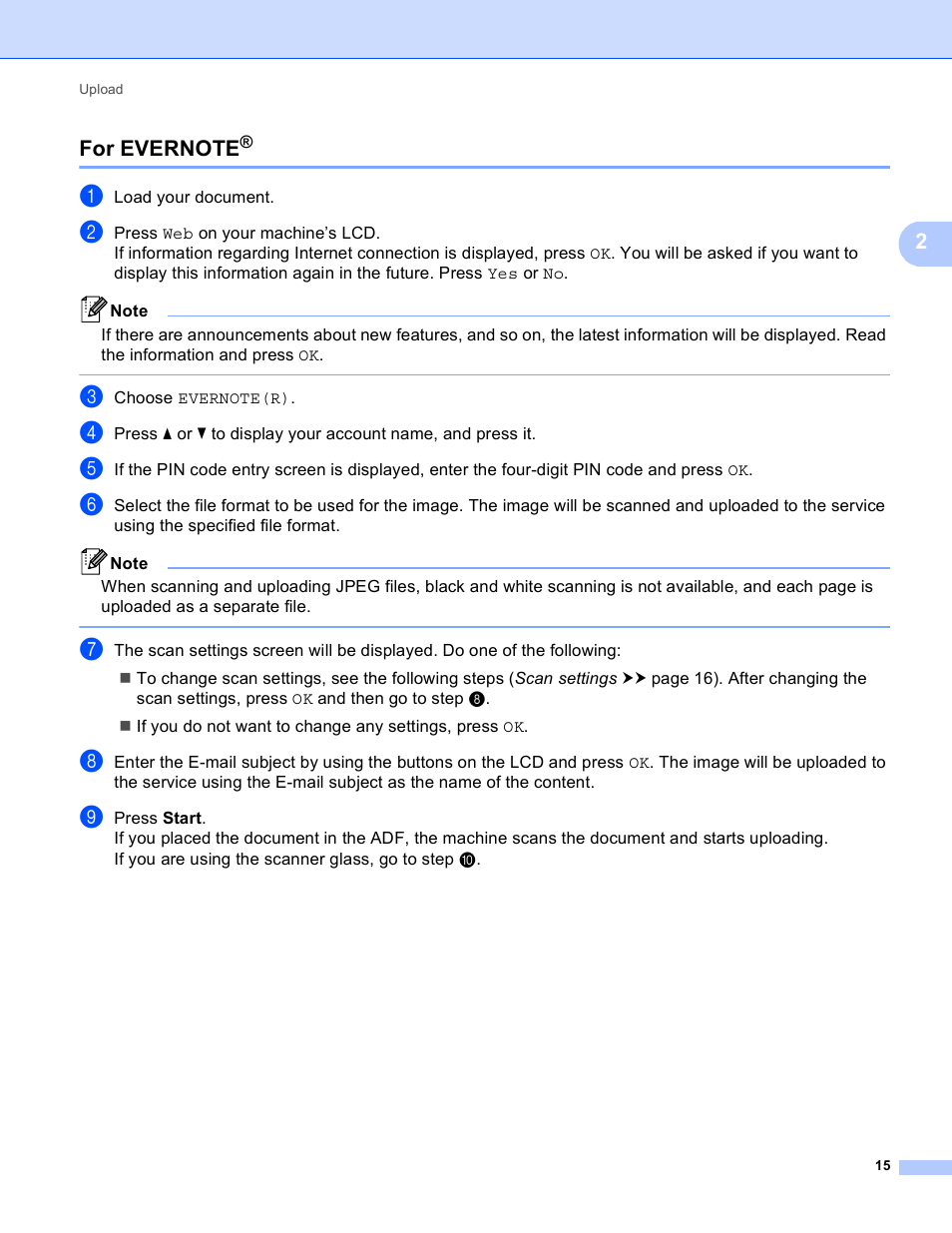 For evernote | Brother MFC-8950DWT User Manual | Page 18 / 22