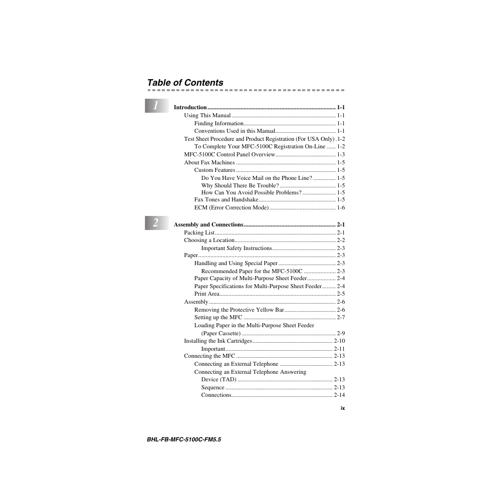 Brother MFC-5100C User Manual | Page 11 / 213