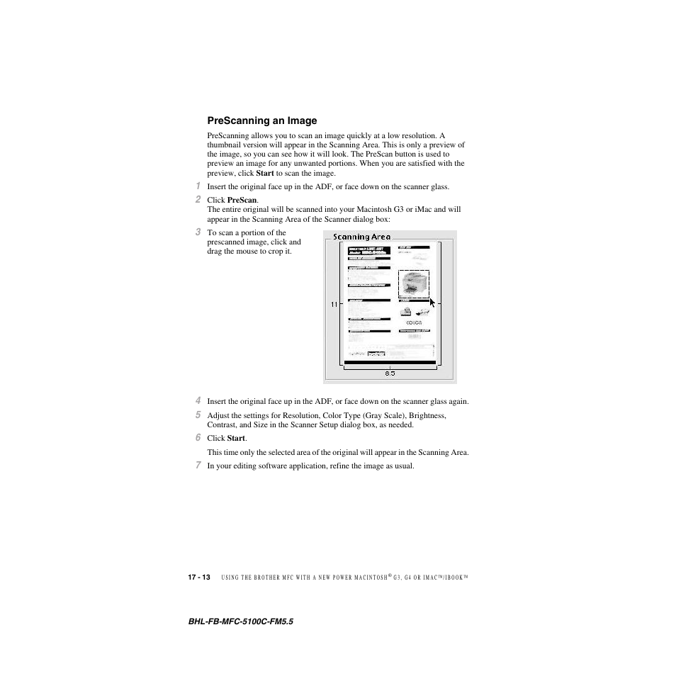 Prescanning an image, Prescanning an image -13 | Brother MFC-5100C User Manual | Page 173 / 213