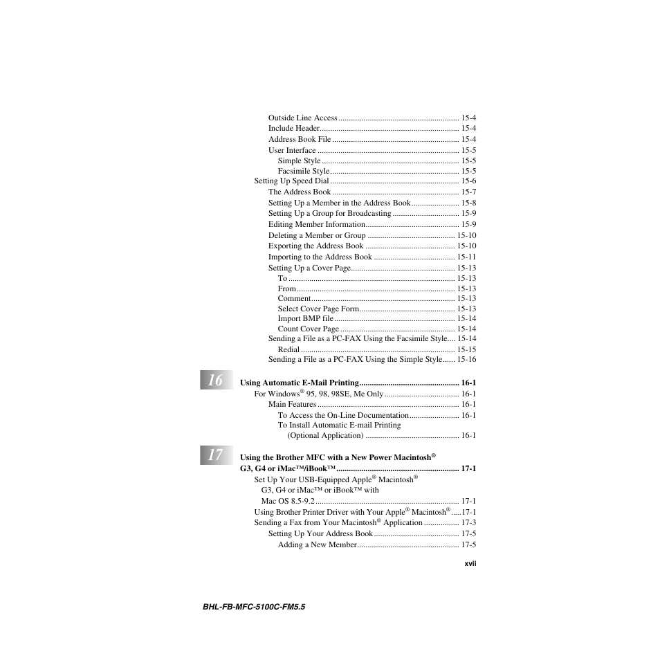 Brother MFC-5100C User Manual | Page 19 / 213