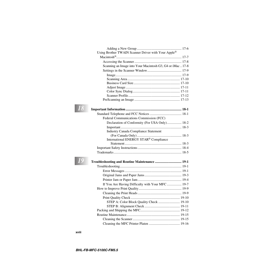 Brother MFC-5100C User Manual | Page 20 / 213