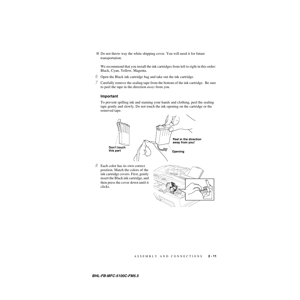 Important, Important -11 | Brother MFC-5100C User Manual | Page 38 / 213