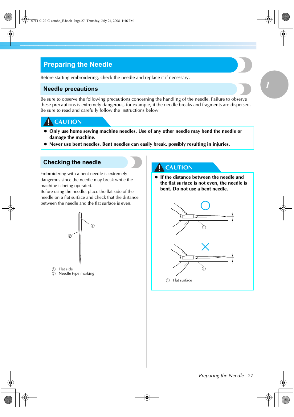 Preparing the needle | Brother HE1 User Manual | Page 29 / 92