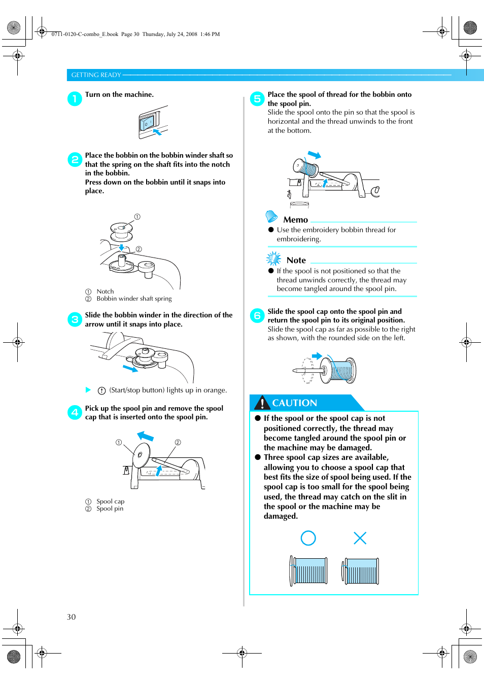 Caution | Brother HE1 User Manual | Page 32 / 92
