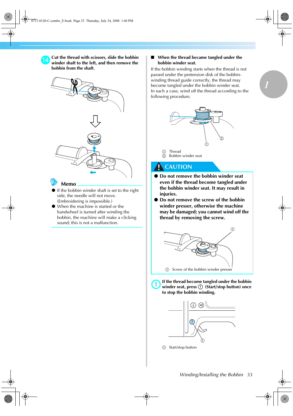 Caution | Brother HE1 User Manual | Page 35 / 92