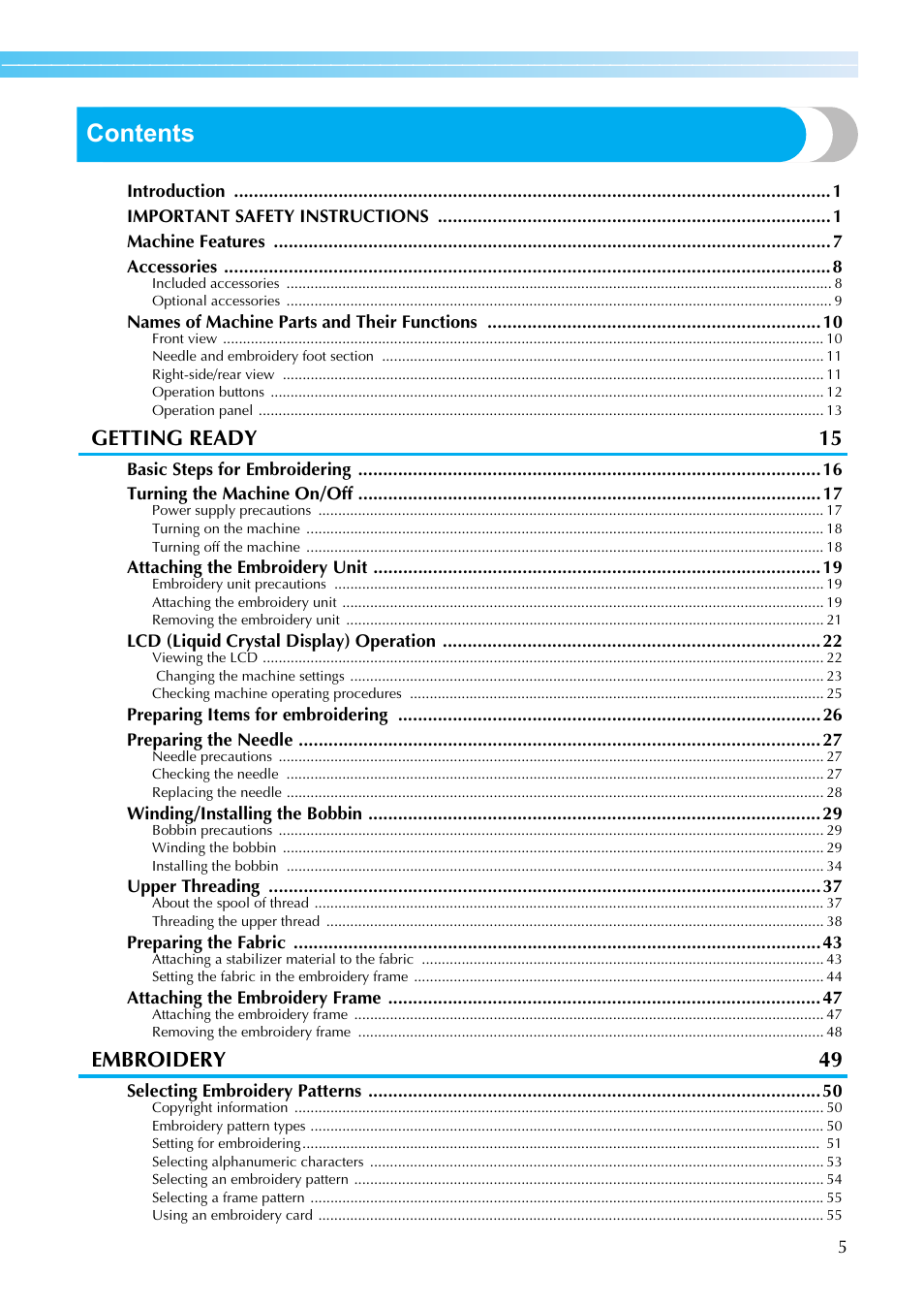 Brother HE1 User Manual | Page 7 / 92