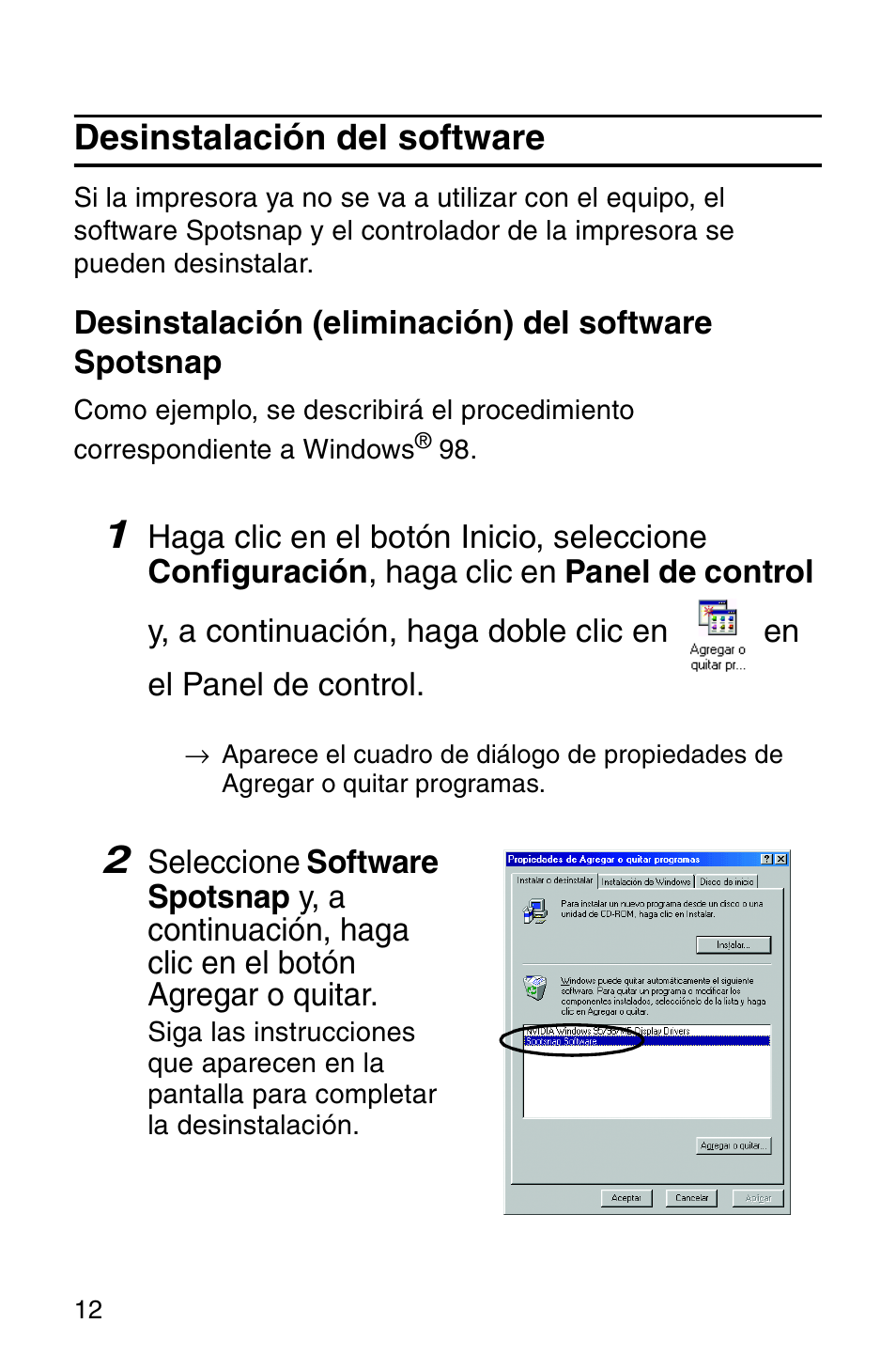 Desinstalación del software | Brother MW-120 User Manual | Page 51 / 75