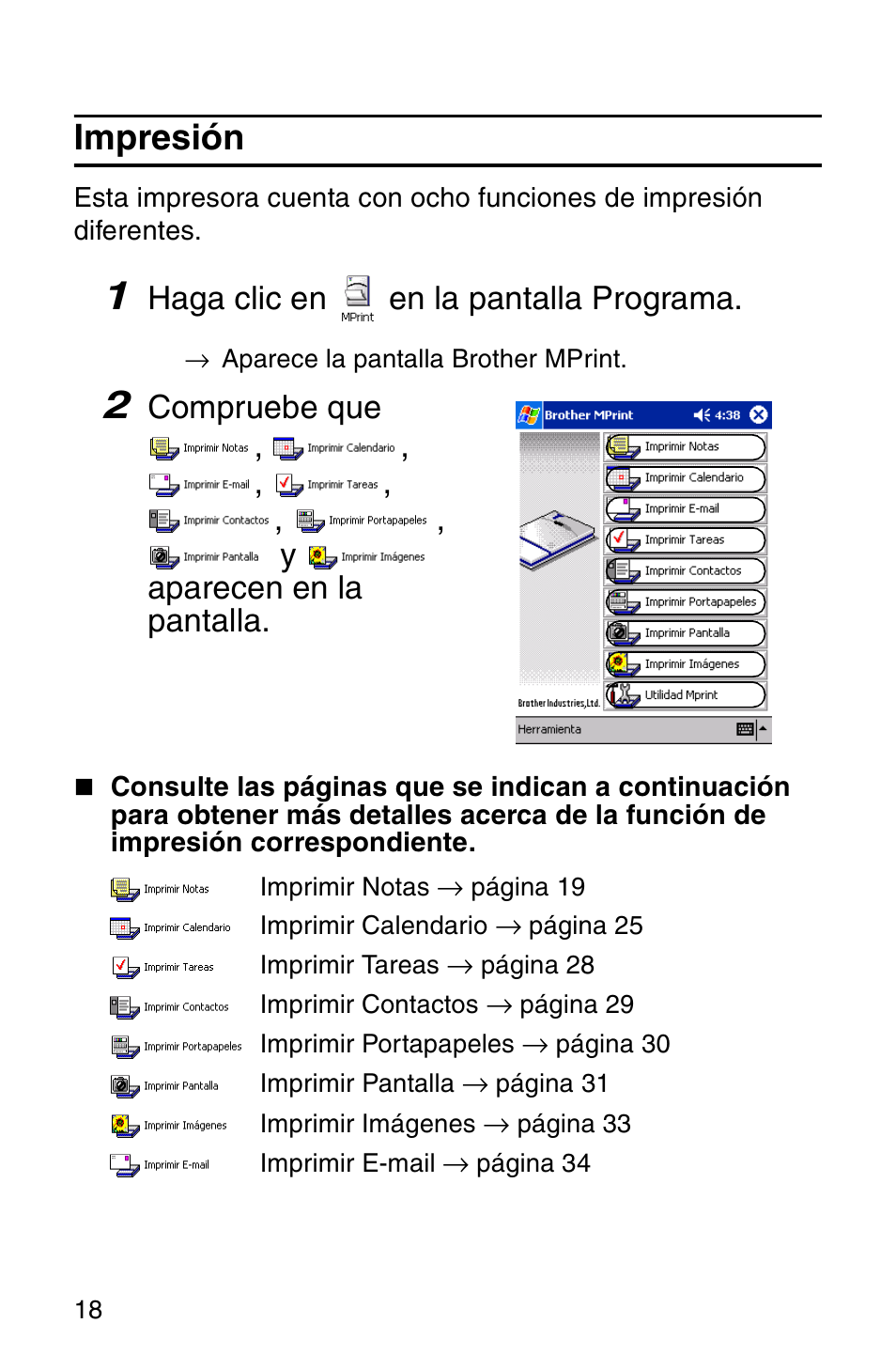 Impresión | Brother MW-120 User Manual | Page 57 / 75