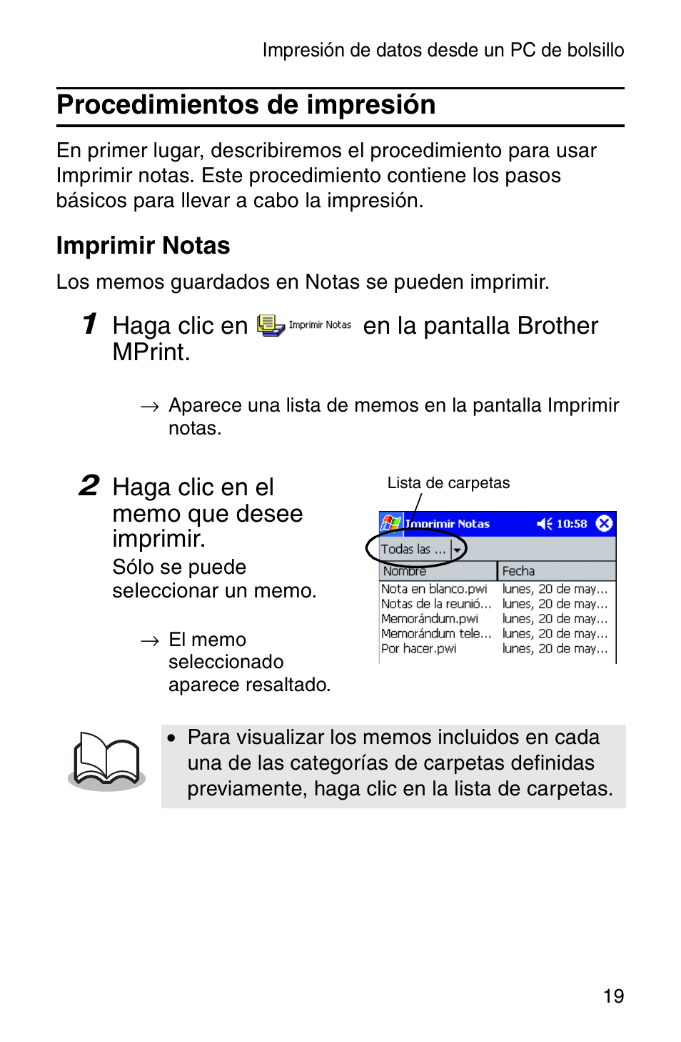 Procedimientos de impresión | Brother MW-120 User Manual | Page 58 / 75