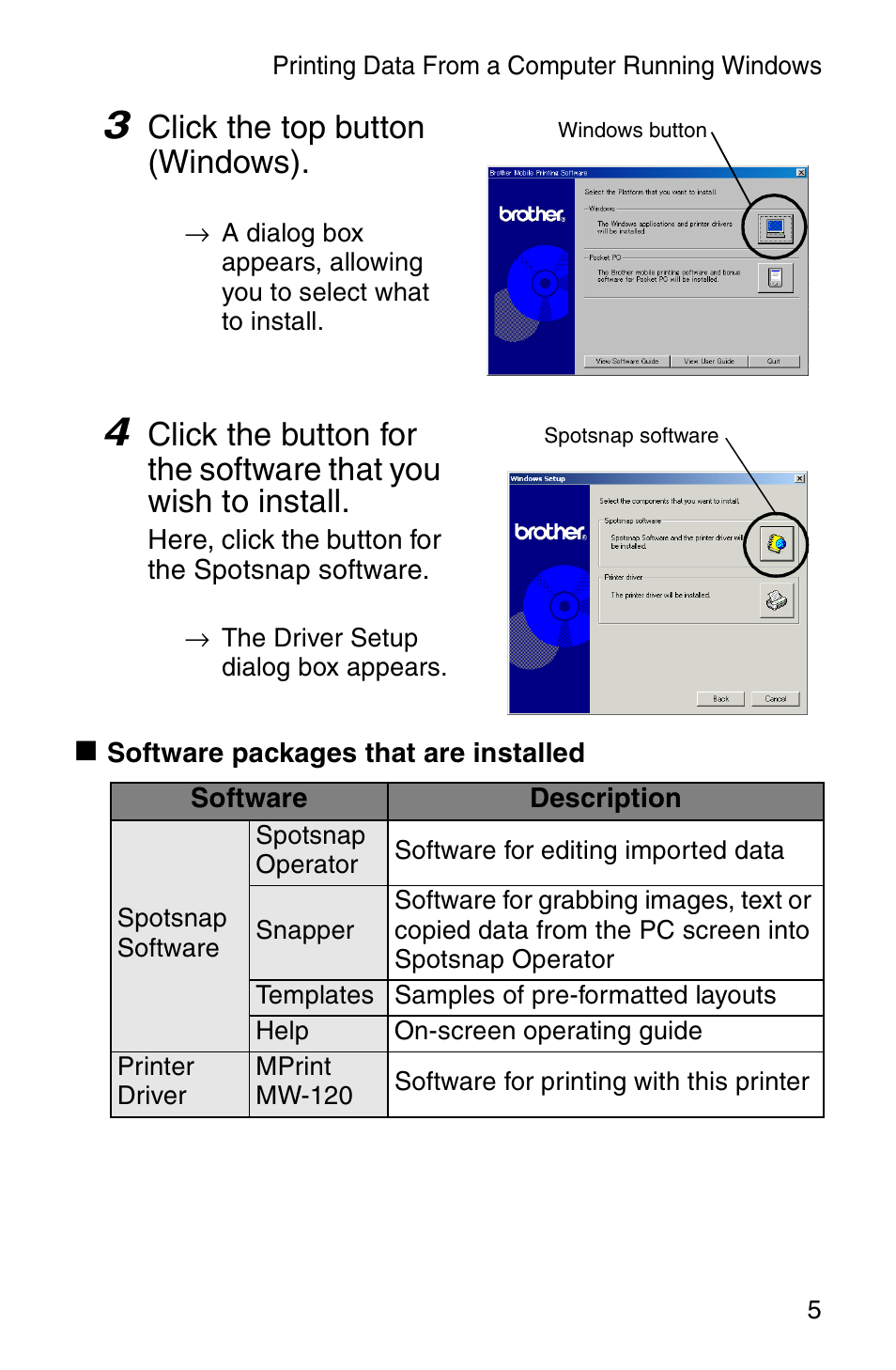 Click the top button (windows) | Brother MW-120 User Manual | Page 7 / 75