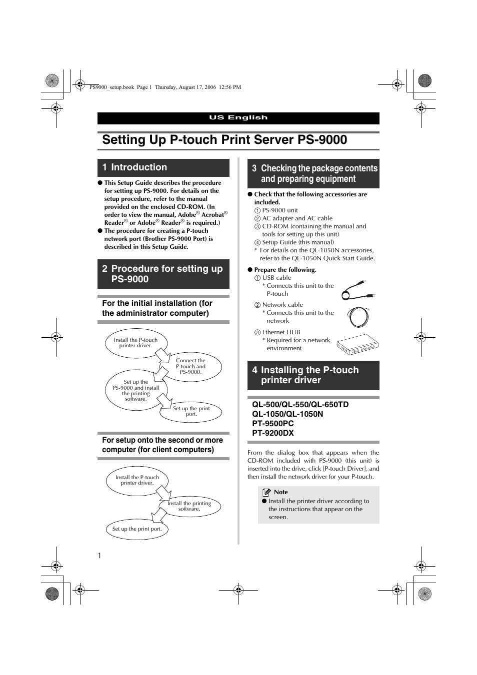 Brother PS-9000 User Manual | 4 pages