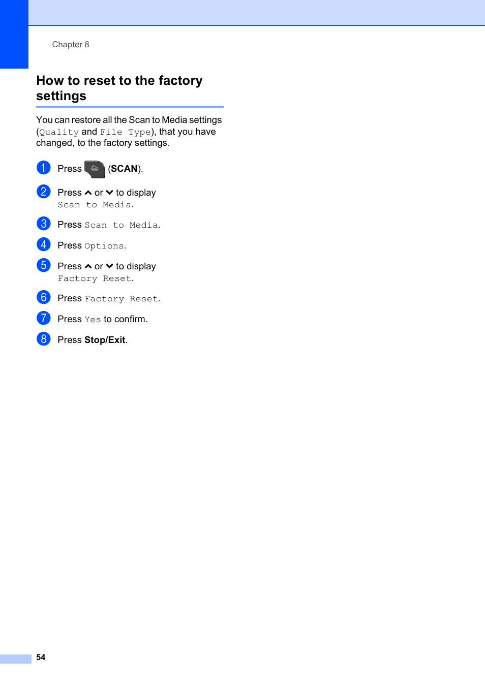 How to reset to the factory settings | Brother MFC-J625DW User Manual | Page 60 / 79