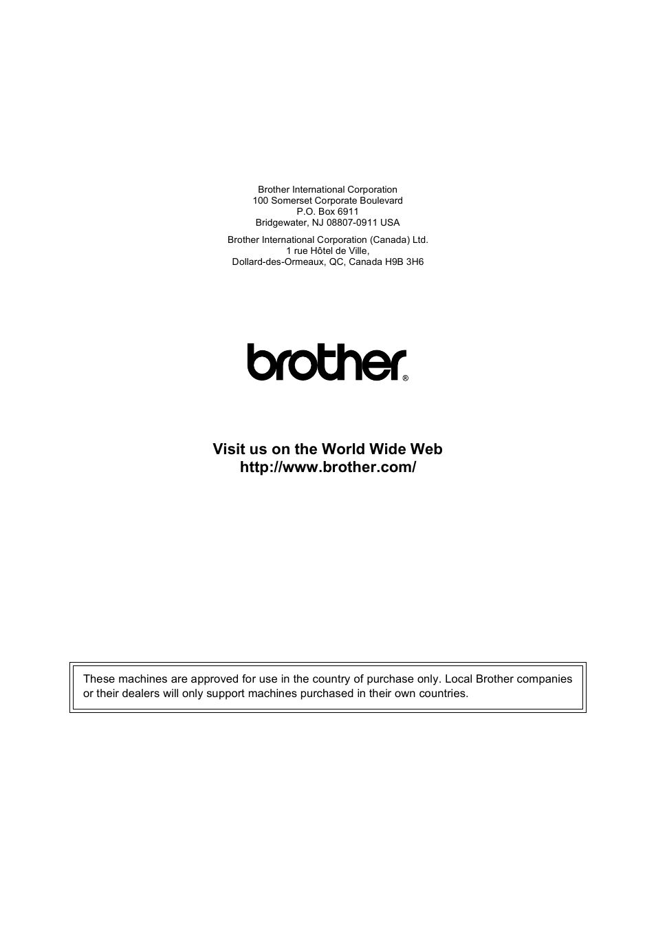 Brother usa/can | Brother MFC-J625DW User Manual | Page 79 / 79