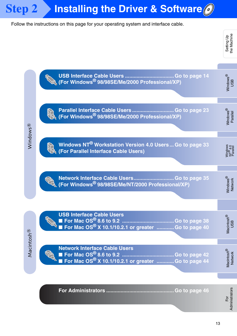 Step 2, Installing the driver & software | Brother MFC-8440 User Manual | Page 14 / 52