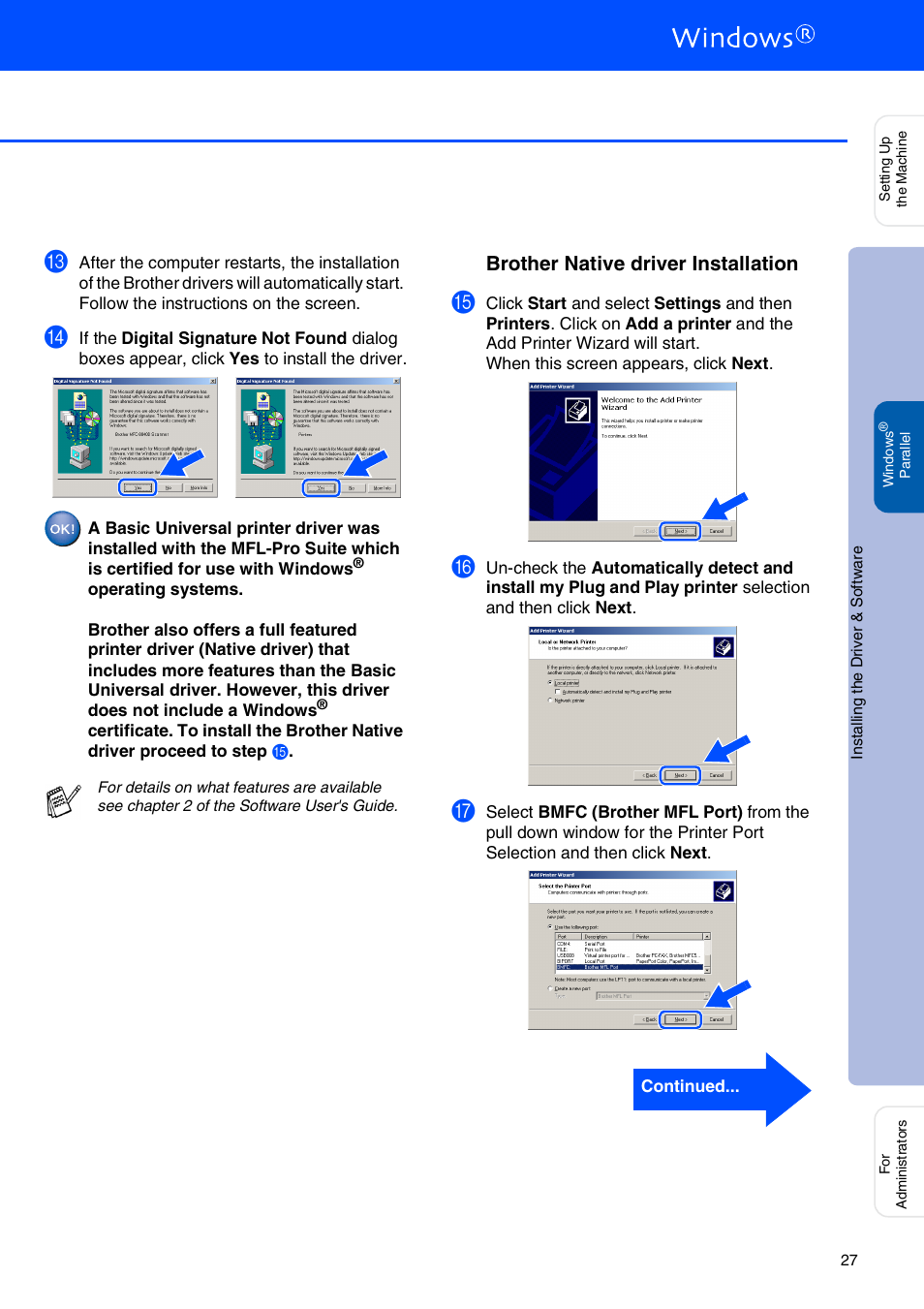 Brother native driver installation | Brother MFC-8440 User Manual | Page 28 / 52