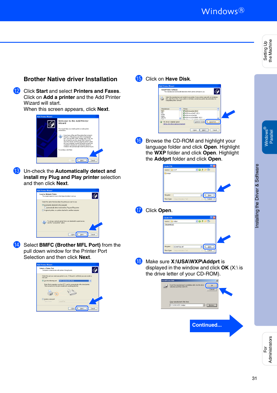 Brother native driver installation | Brother MFC-8440 User Manual | Page 32 / 52