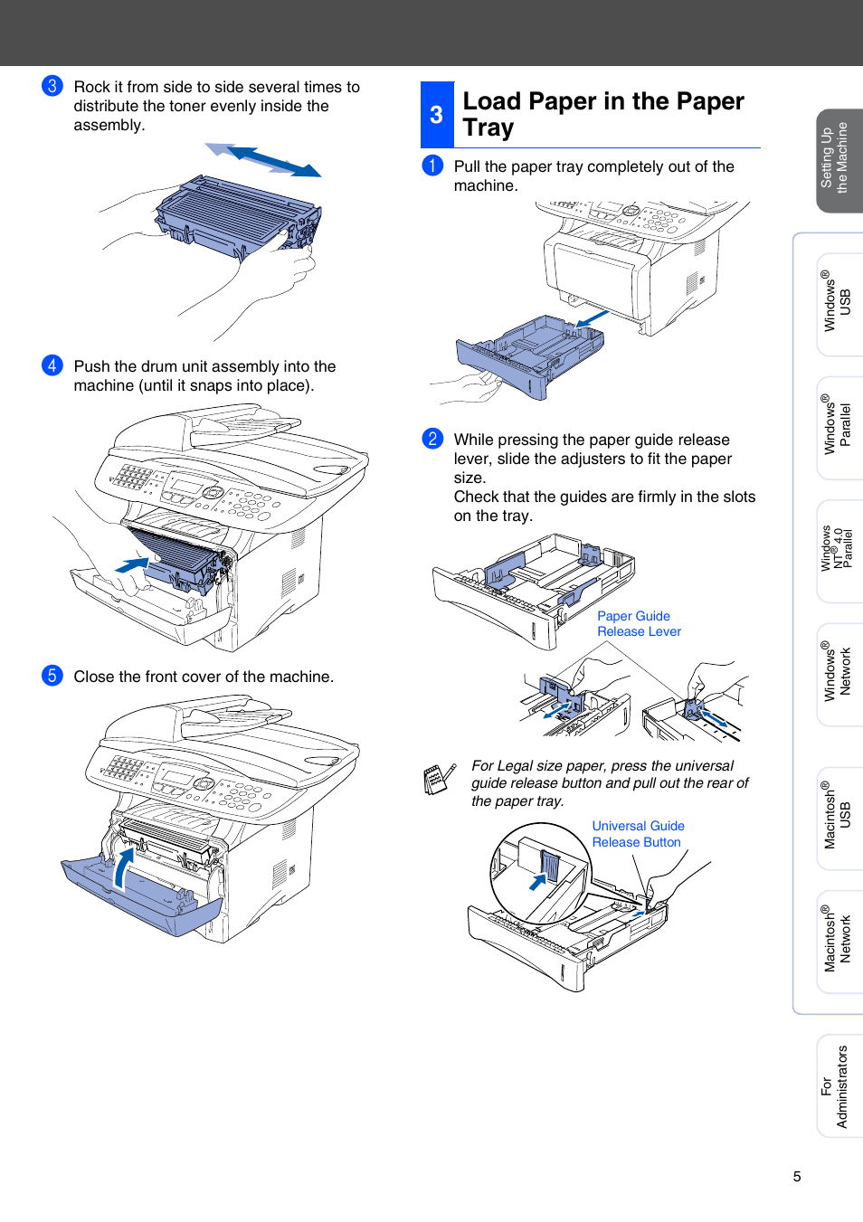 3 load paper in the paper tray, Load paper in the paper tray, 3load paper in the paper tray | Brother MFC-8440 User Manual | Page 6 / 52