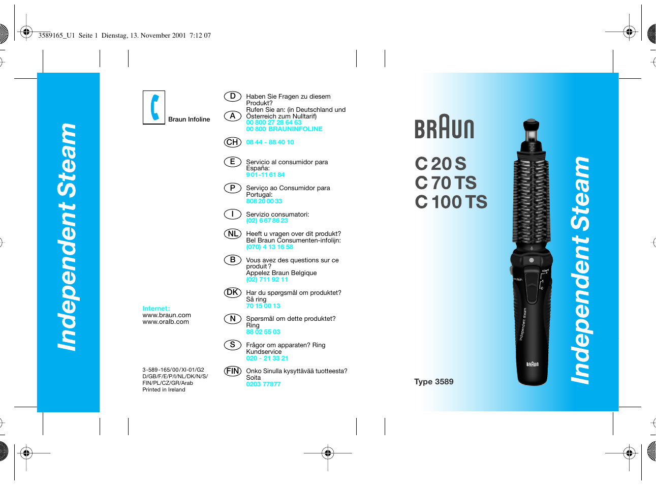 Braun C20S Independent Steam User Manual | 98 pages