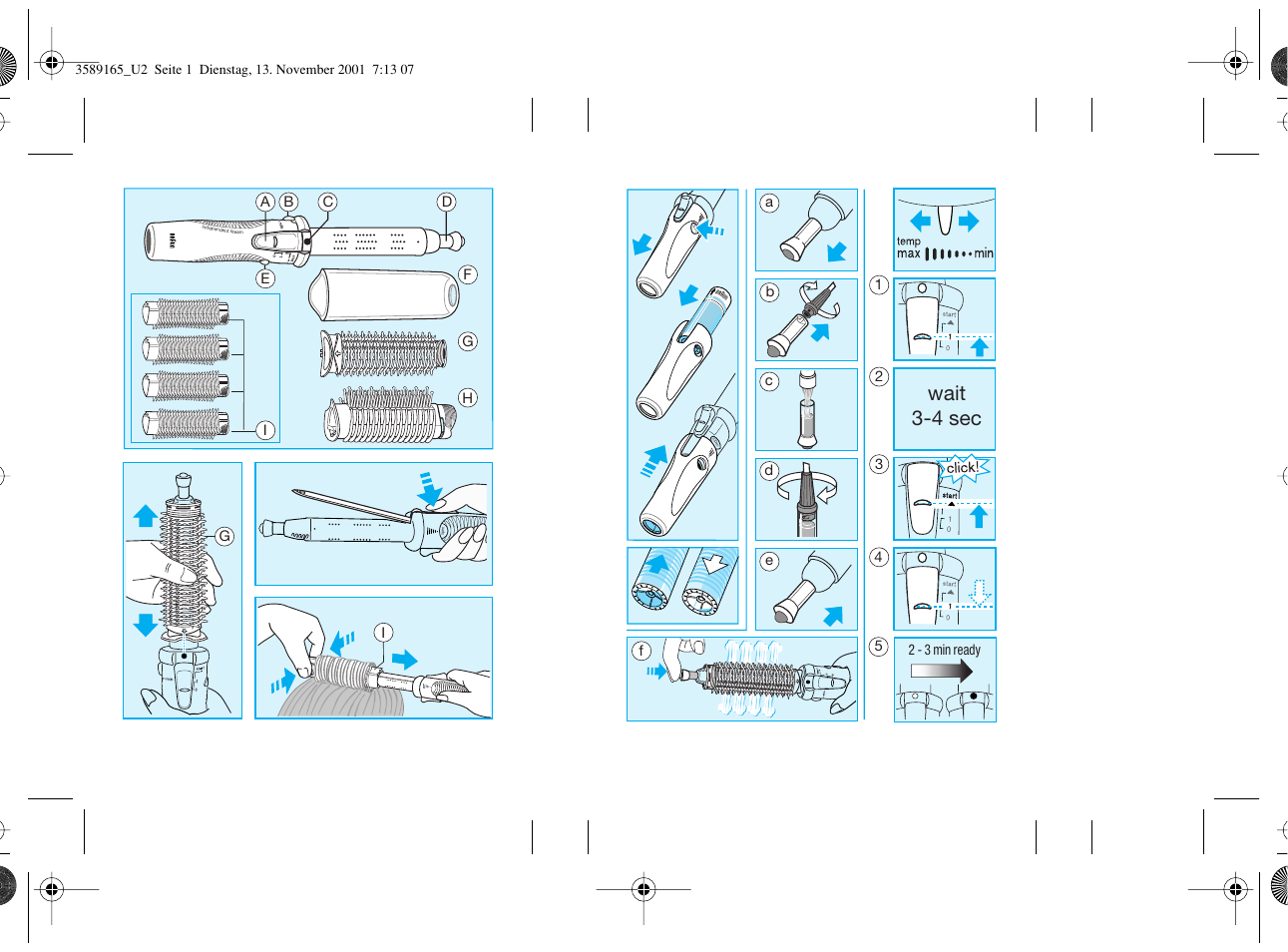 Wait 3-4 sec | Braun C20S Independent Steam User Manual | Page 2 / 98